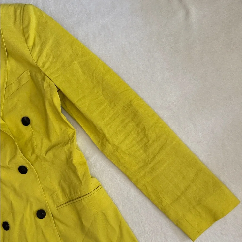 Theory | Linen Double Breasted Tailor Jacket Bright Lime Eco Crunch Wash $535 - Picture 7 of 16